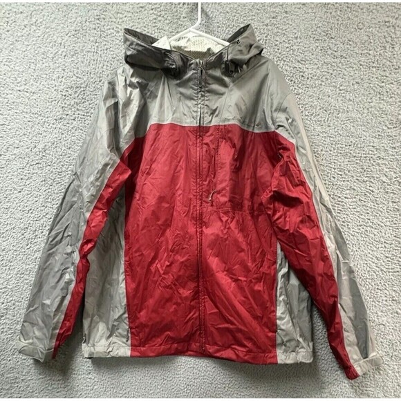 Eddie Bauer Rain Jacket Mens TXL Red Hooded Lined Pockets Full Zip Rain Coat - Picture 1 of 15